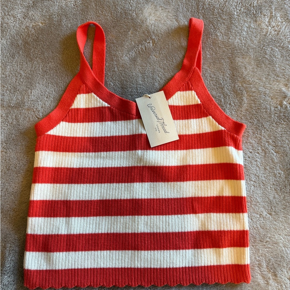 Universal Thread Red and White Striped Tank Top